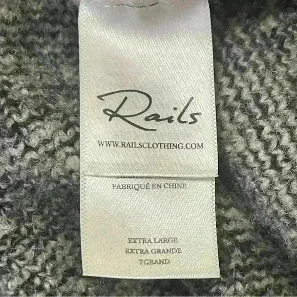 Rails Women's Plaid Cardigan Sweater Ivory Black Size XL Wool Winter Preppy - Picture 10 of 11